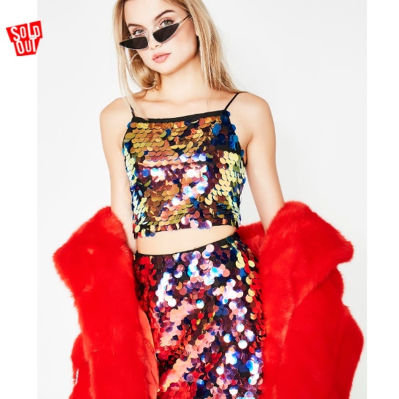 Dolls Kill Dresses & Skirts - 🎉2/14 HP!!! Motel holographic sequin skirt🎉